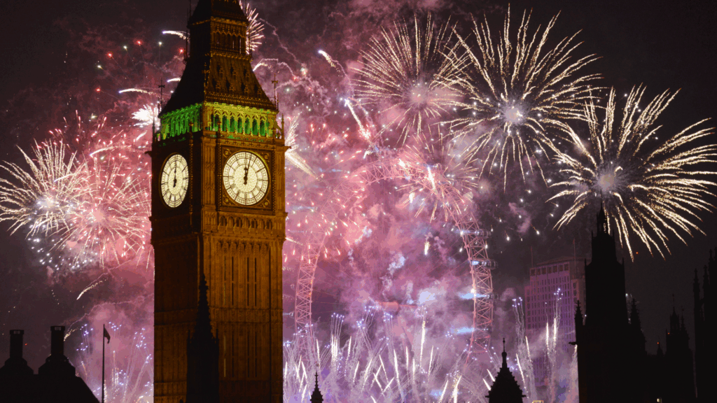 People celebrating New Year’s Day 2025 in the UK