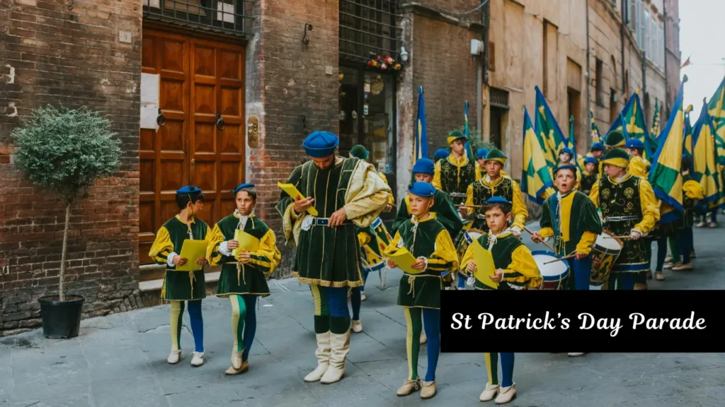 Crowds enjoying a St. Patrick’s Day parade
