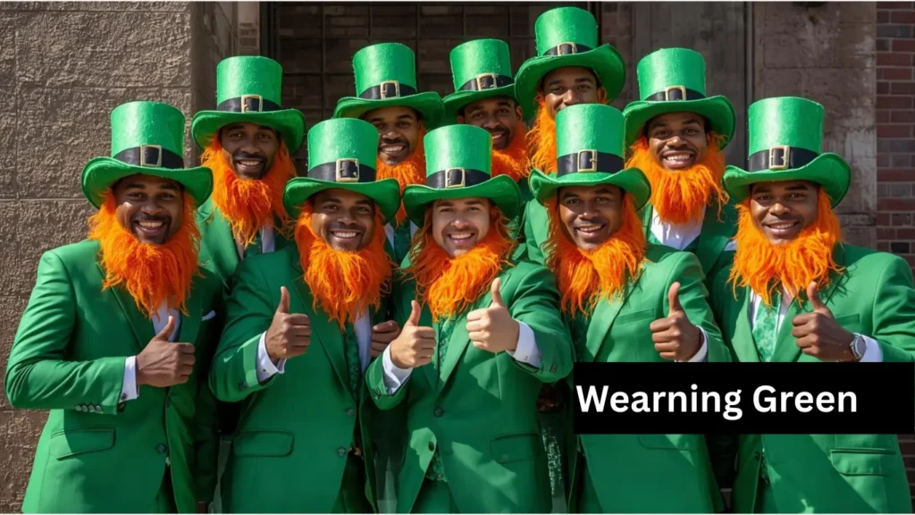 People dressed in green celebrating at a St. Patrick’s Day